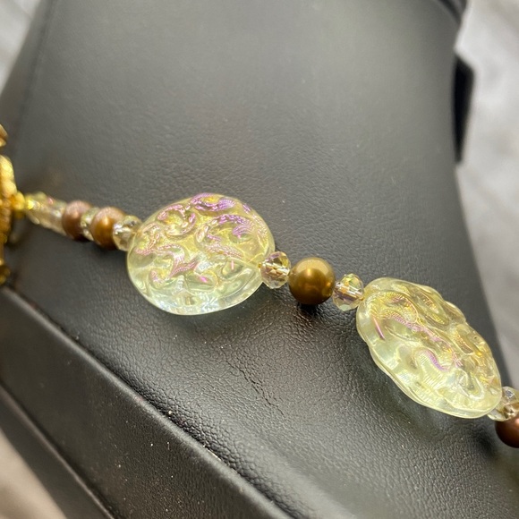 Carnival Glass Peacock freshwater Pearls 24 inch Necklace Aprilsplace Chicken - Picture 3 of 10